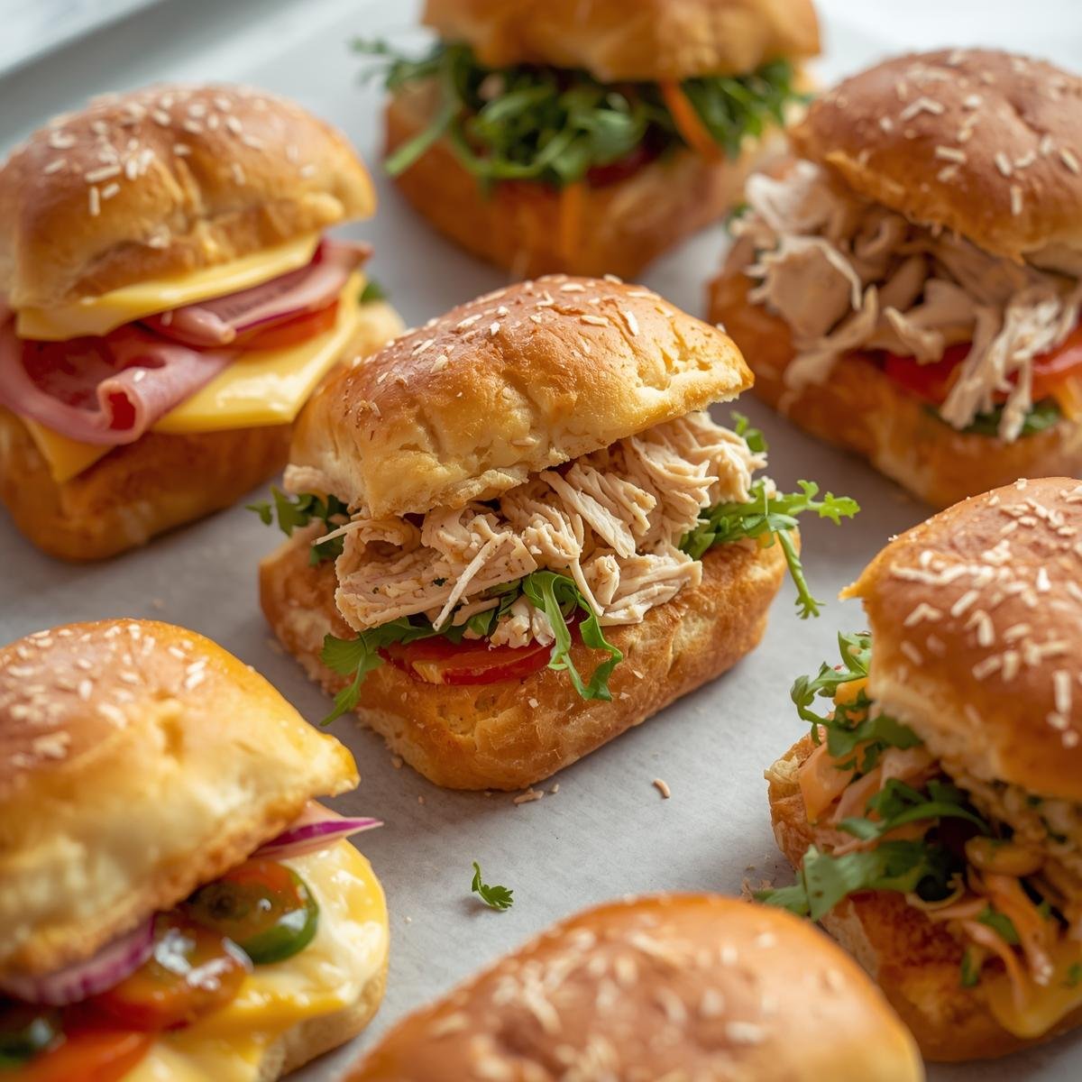 Fresh filled rolls with various fillings